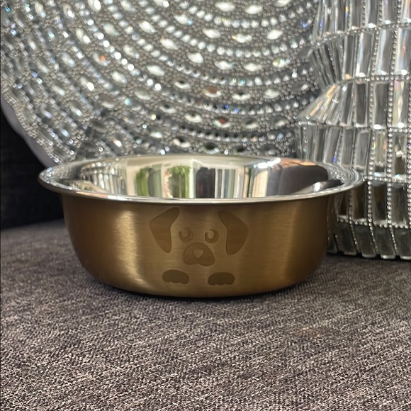 Stainless Steel Gold Dog Bowl - Picture 1 of 5